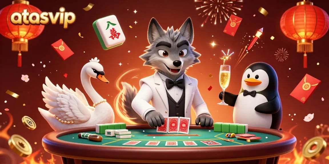 Engage with exciting gaming at atasvip with energetic casino characters celebrating success.