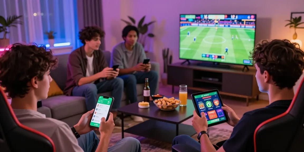 Friends enjoying an online gaming session on Go999 as they engage with sports betting and promotions.