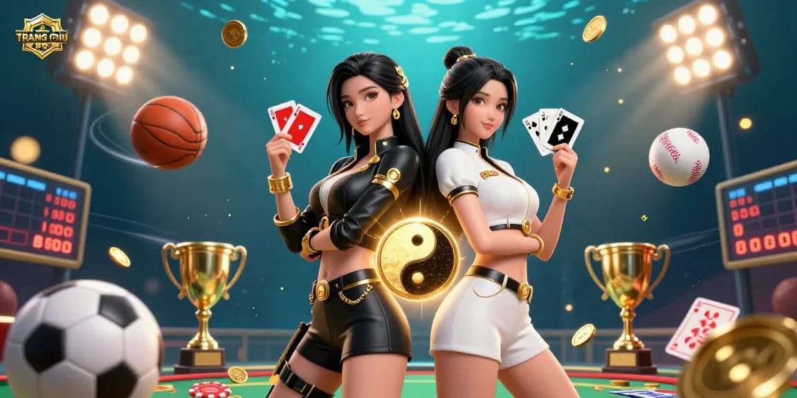 Experience the vibrant energy of TRANG CHỦ RR99 with stunning twin Asian women showcasing their casino prowess in 3D.