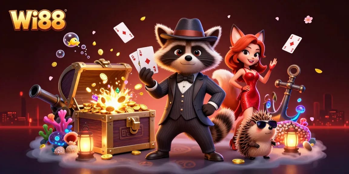 Win big at Wi88 with vibrant 3D casino characters and immersive gaming elements.