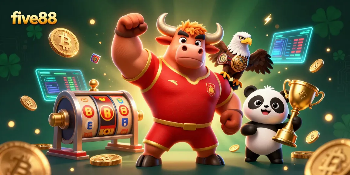 Experience exciting wins at Five88 with a dynamic 3D illustration of casino games and engaging mascots