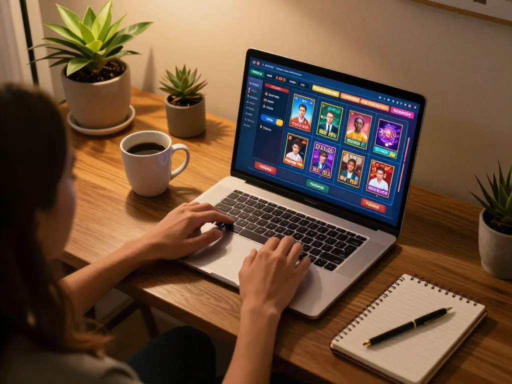 Engaging in online gaming at home with lu88vip casino interface showcased on a laptop