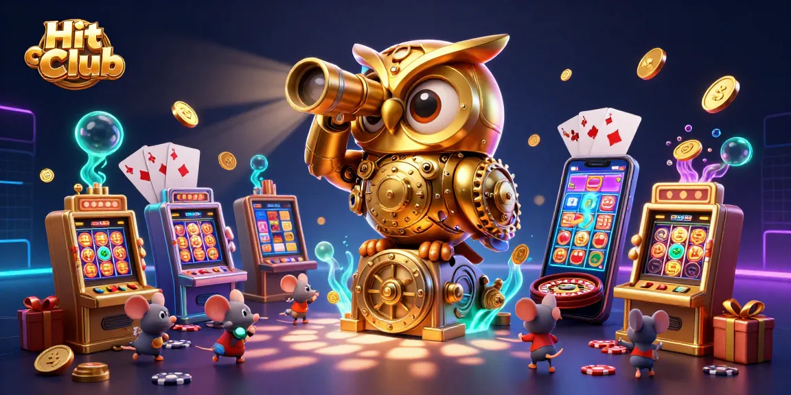 Experience engaging gaming at Hit Club with vibrant slot machines and playful characters.