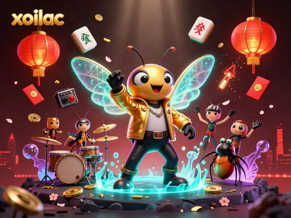 Engage with xoilac, the vibrant online platform for sports betting, showcasing lively characters amid dynamic gaming elements.