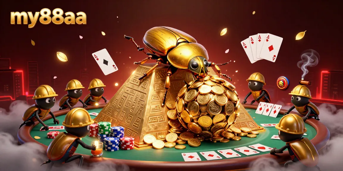 Experience immersive gaming with my88aa in a vibrant 3D casino illustration, showcasing exhilarating betting action.