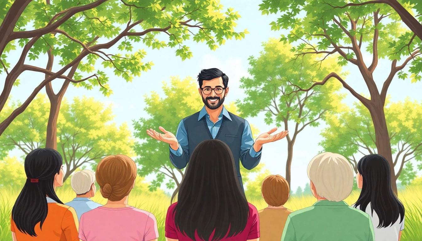 Engaging mental health tips session in nature promotes wellness and community support.