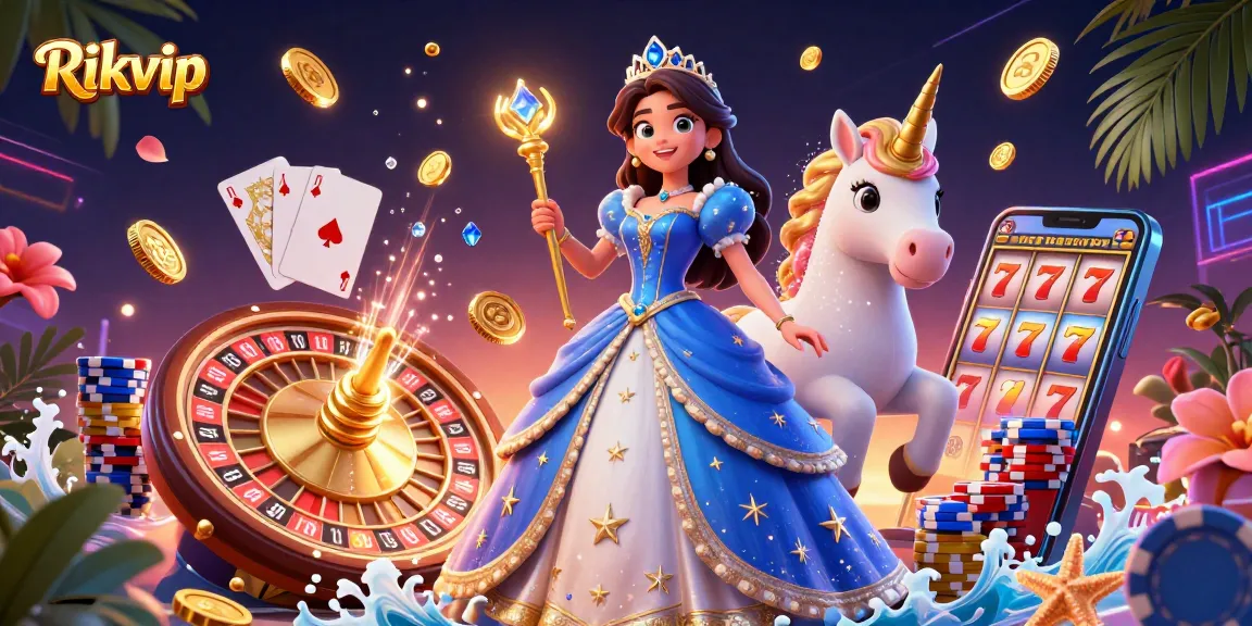 Experience thrilling gaming at Rikvip with enchanting casino elements and vibrant colors.