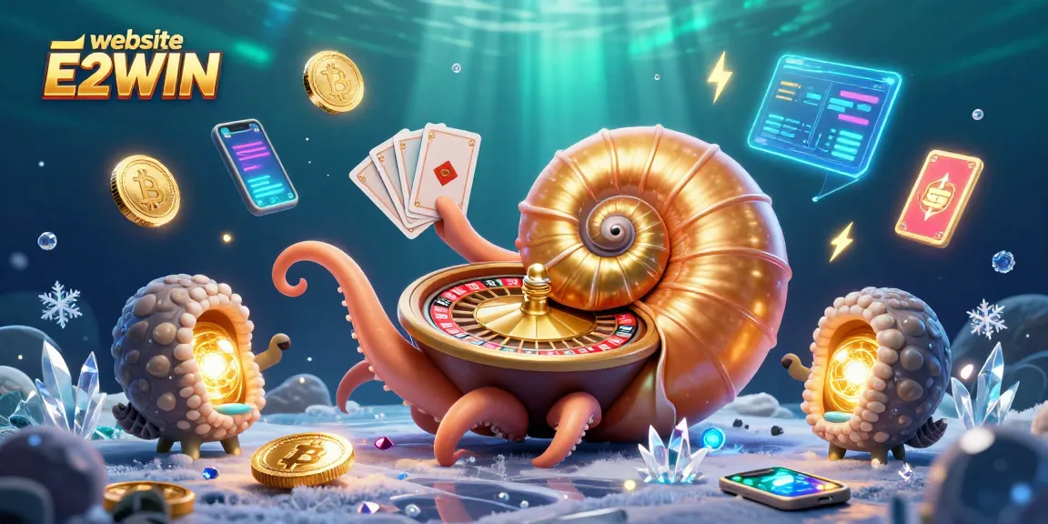 Engage with thrilling bets on the website E2WIN featuring a dynamic 3D casino scene.