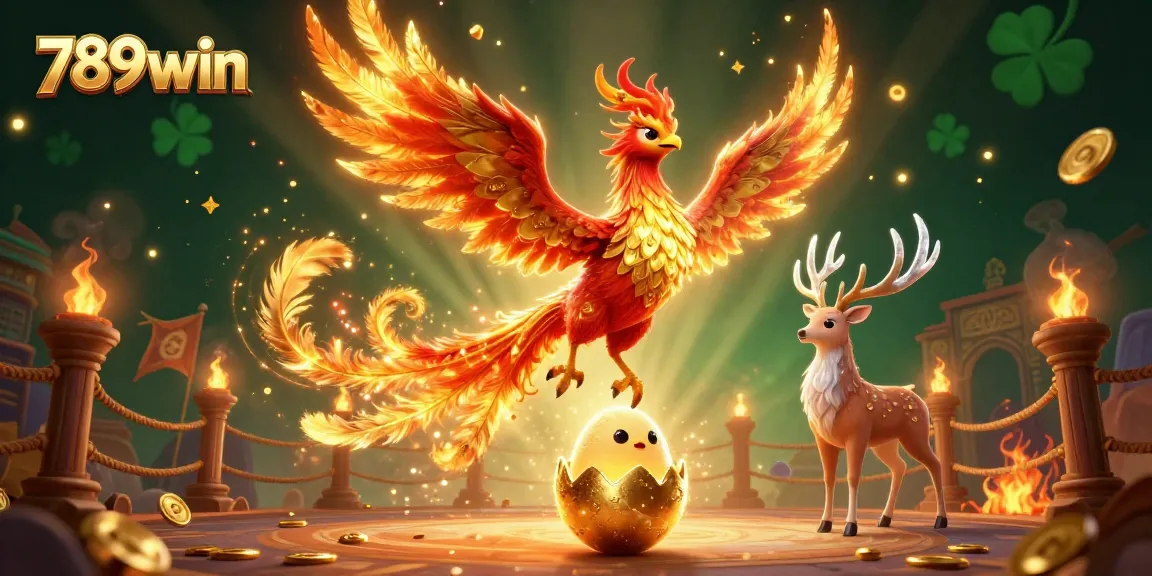 Experience thrilling wins with 789win in this vibrant casino scene featuring a phoenix and exciting game elements.