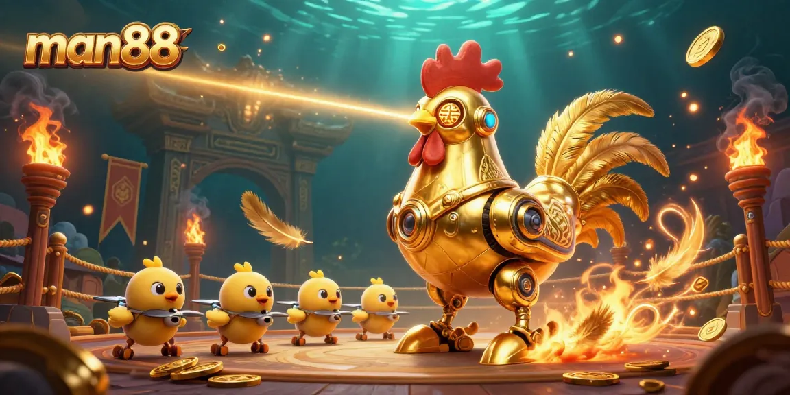 Experience thrilling gameplay at man88 with an engaging 3D casino illustration showcasing dynamic gaming elements.