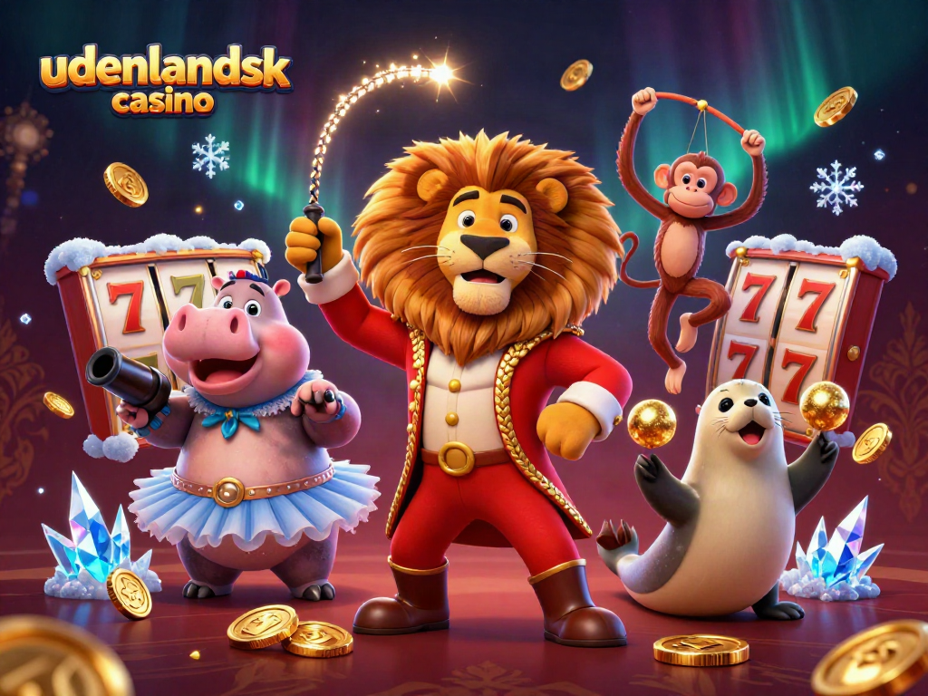Play at udenlandsk casino with exciting slot reels and dazzling characters in a vibrant 3D scene.