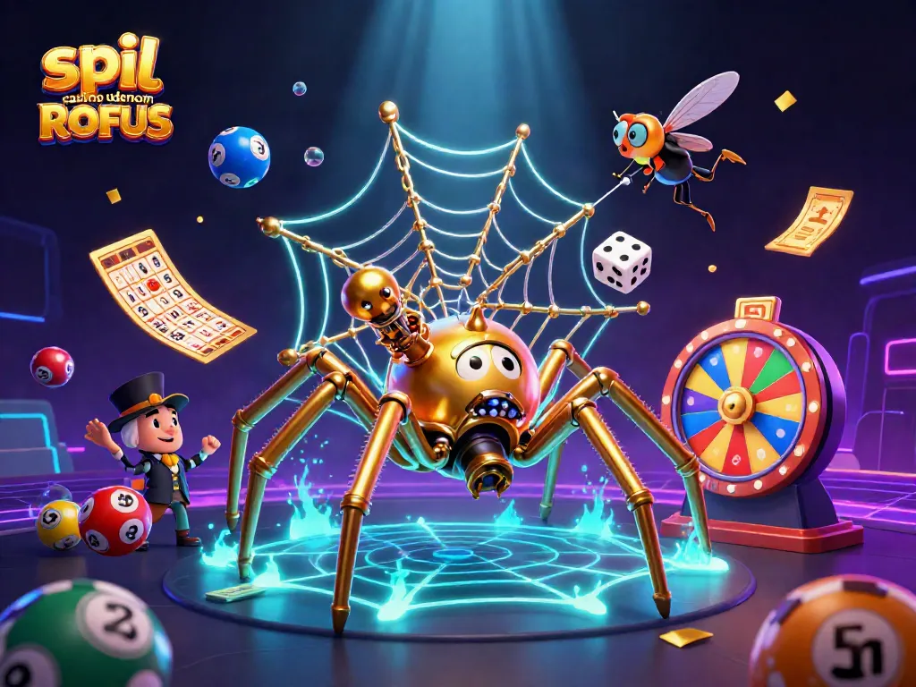 Experience the excitement of spil casino uden om ROFUS with a vibrant 3D illustration showcasing dynamic game elements.