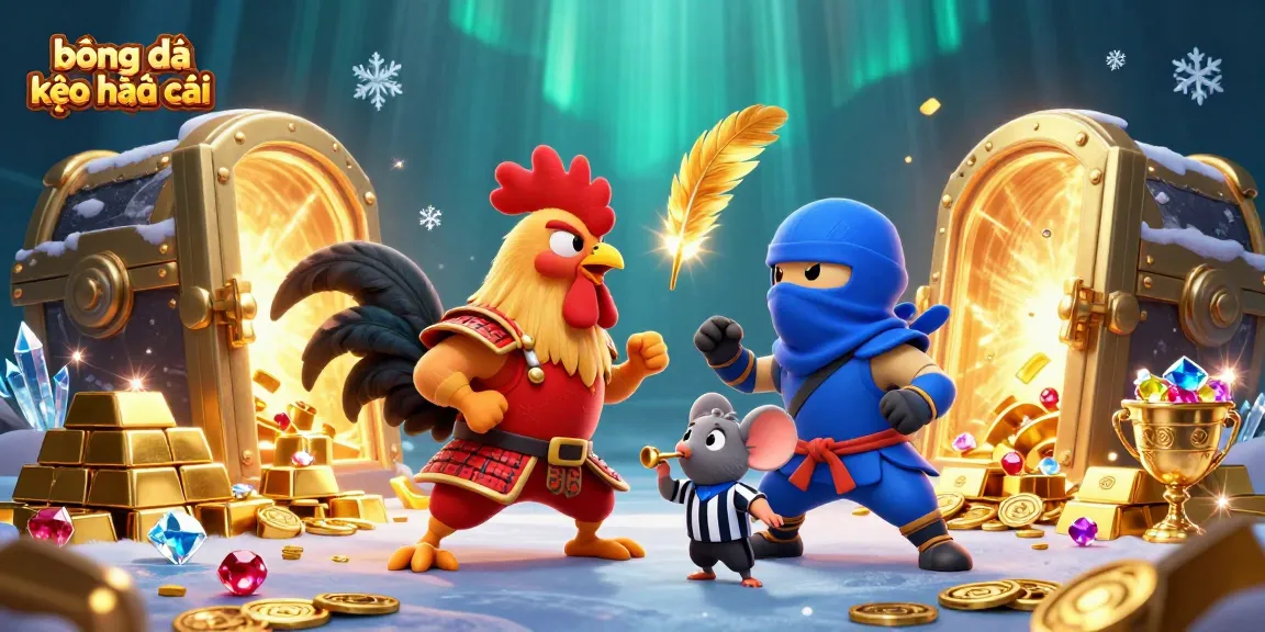 Engage with the thrilling world of bóng đá kèo nhà cái featuring dynamic rooster fighters amid a treasure-filled environment.