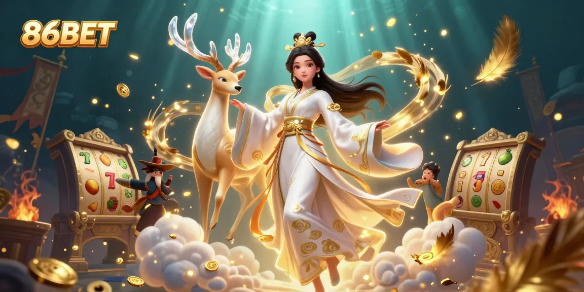 Experience thrilling gameplay with 86BET's vibrant casino atmosphere showcasing majestic elements and casino symbols.