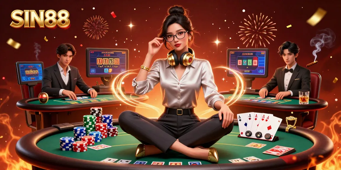 SIN88 captivates bettors with a vibrant scene of poker mastery and gaming excitement.
