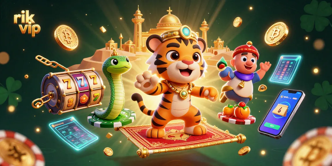 Play exciting games at rik vip with a vibrant Arabian Nights-themed casino illustration featuring rich details.