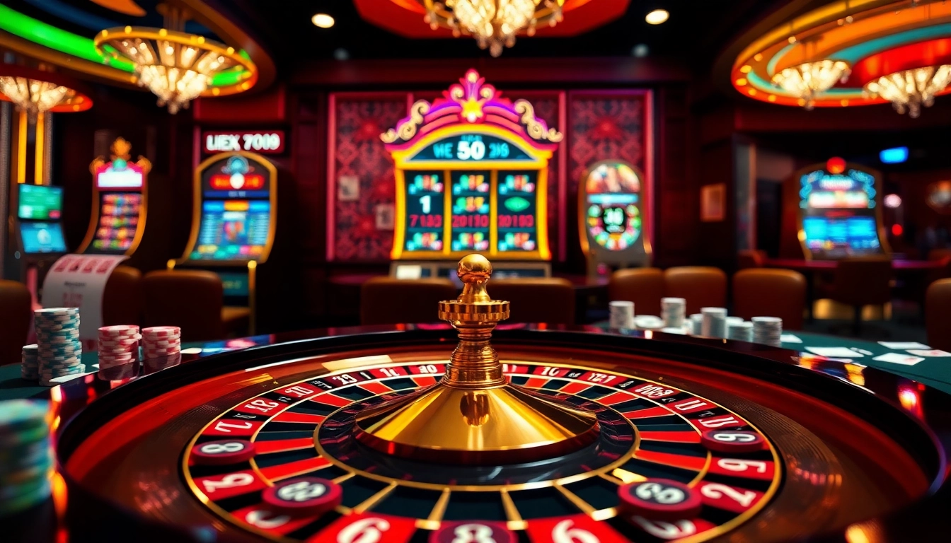 Experience excitement at the casino with Link vào red88 shown amidst vibrant game elements.