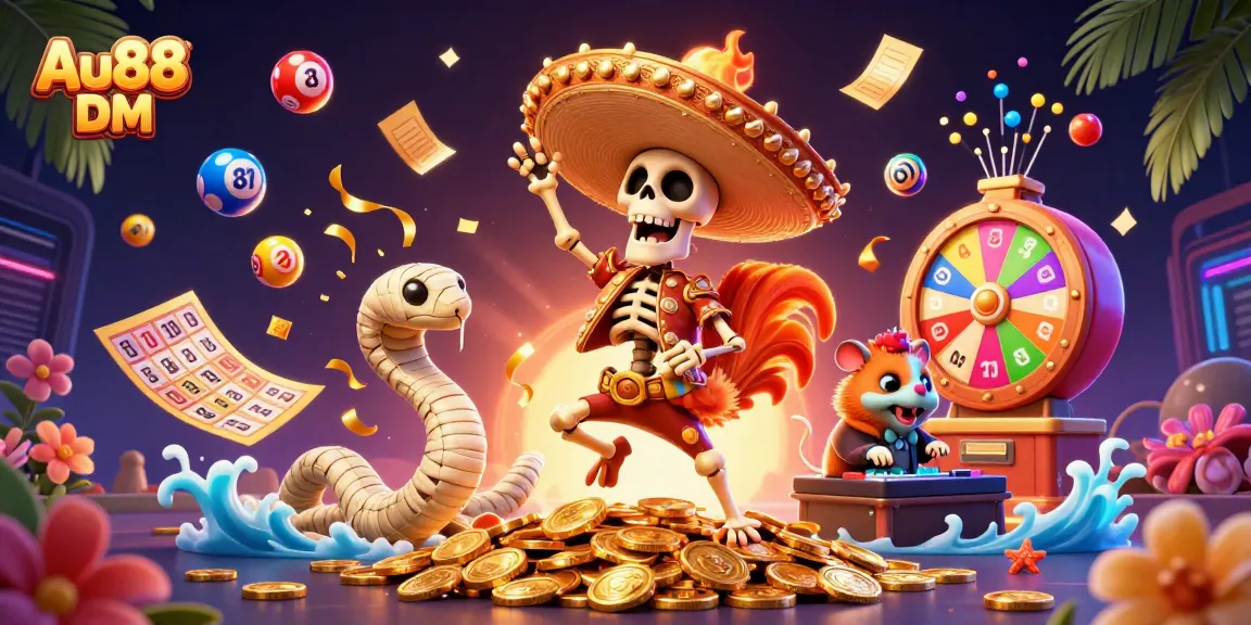 Experience the thrill of winning with Au88 DM's vibrant 3D casino scene featuring lively characters and colorful game elements.