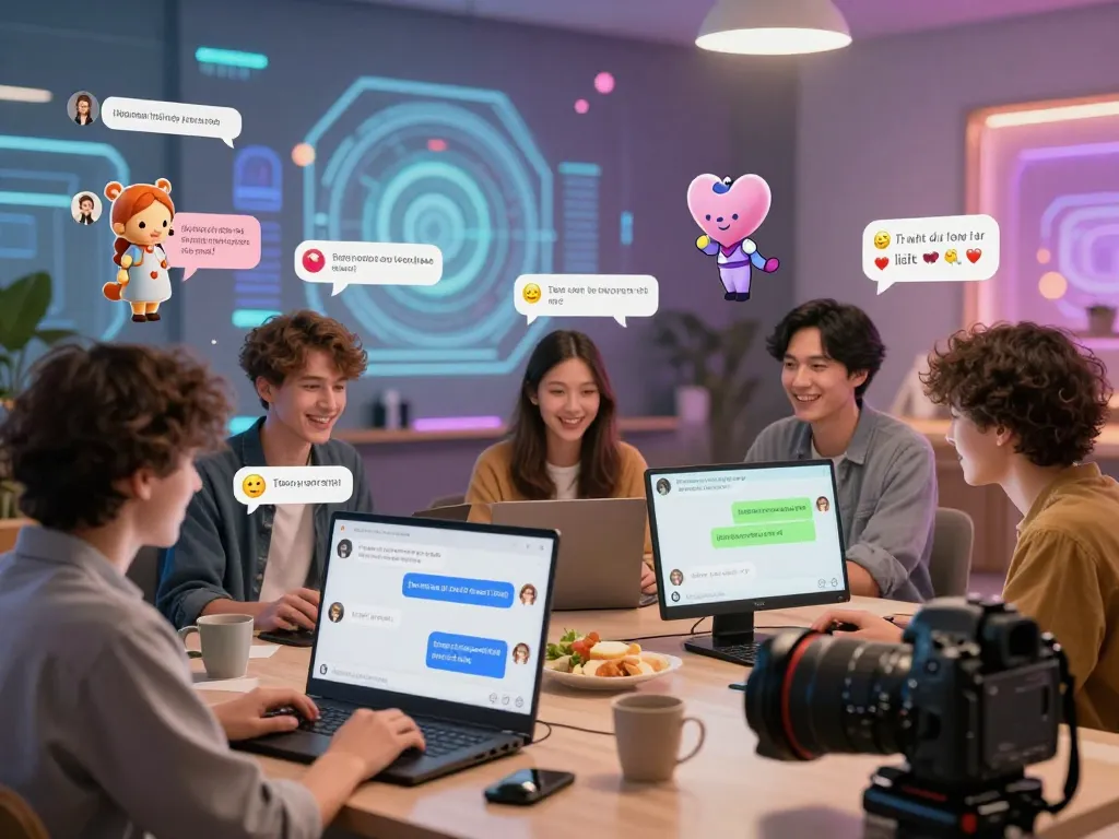 Engaging chat scene focusing on interactive porn chat ai conversations with animated avatars and vibrant displays.