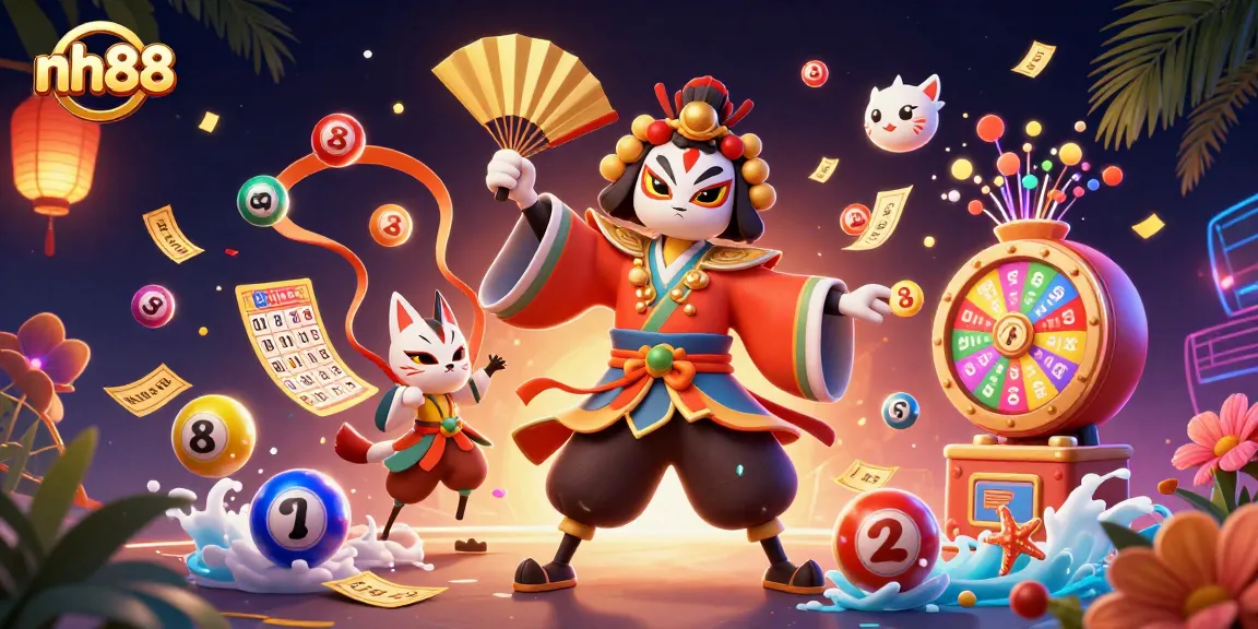 nh88 showcases vibrant gaming action with colorful lottery elements and engaging characters.
