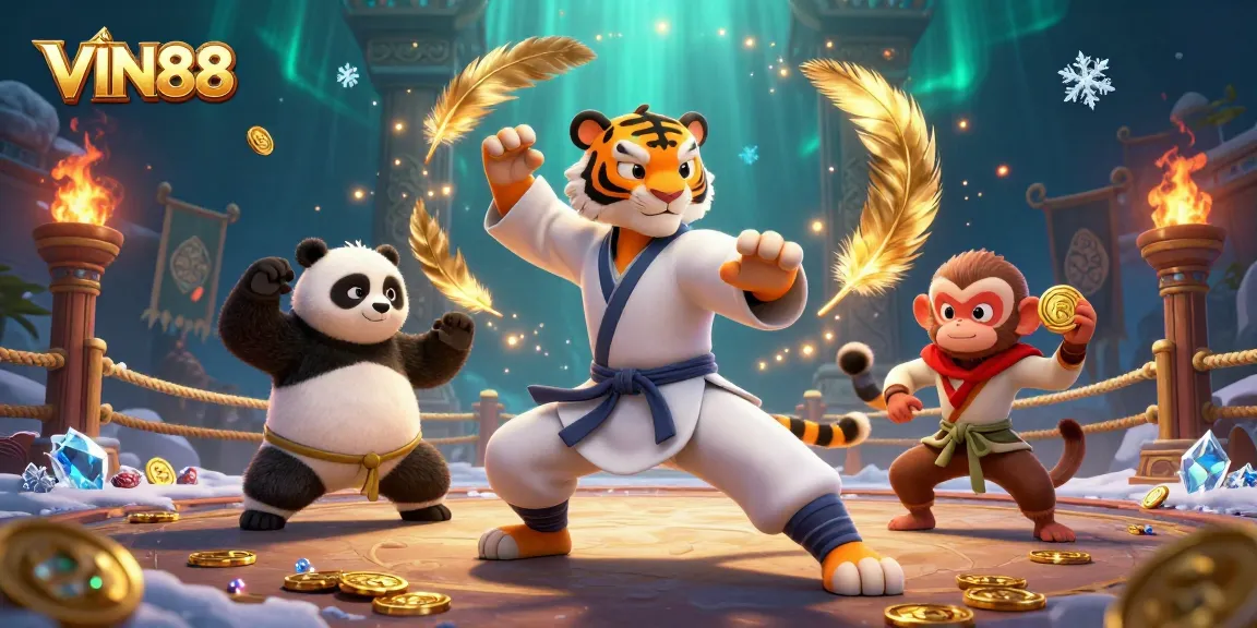 Engage with VIN88's exciting gaming experience amidst a vibrant 3D casino scene.