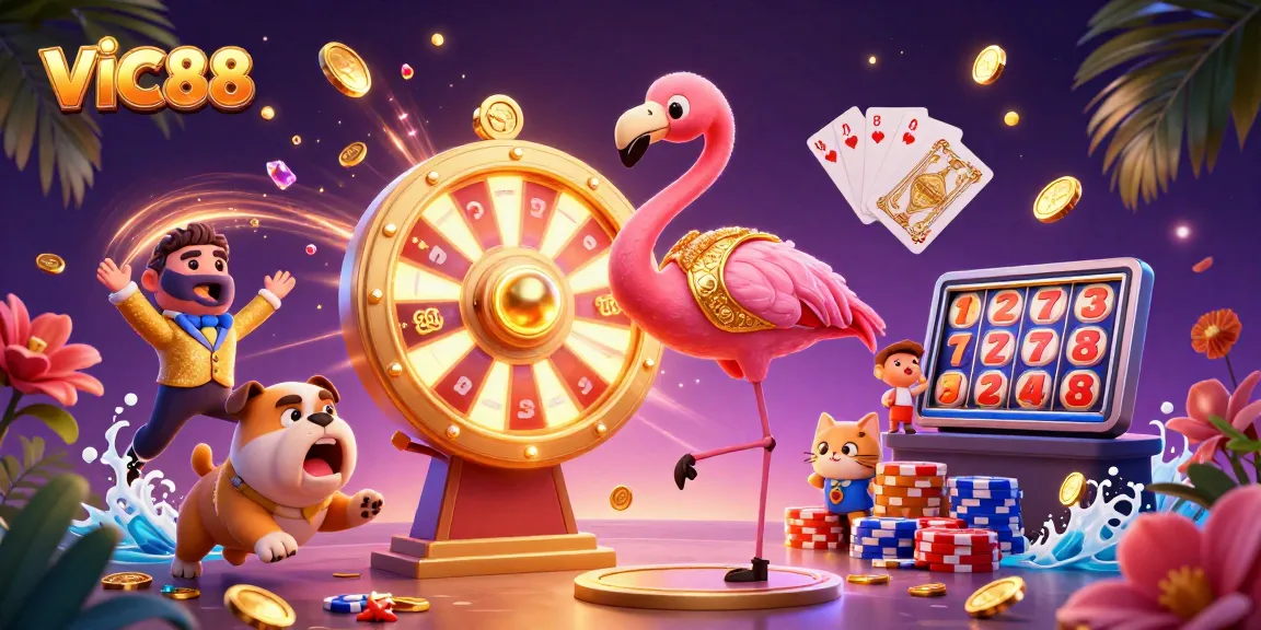 Spin the golden prize wheel at VIC88 with exciting contest and vibrant casino elements.