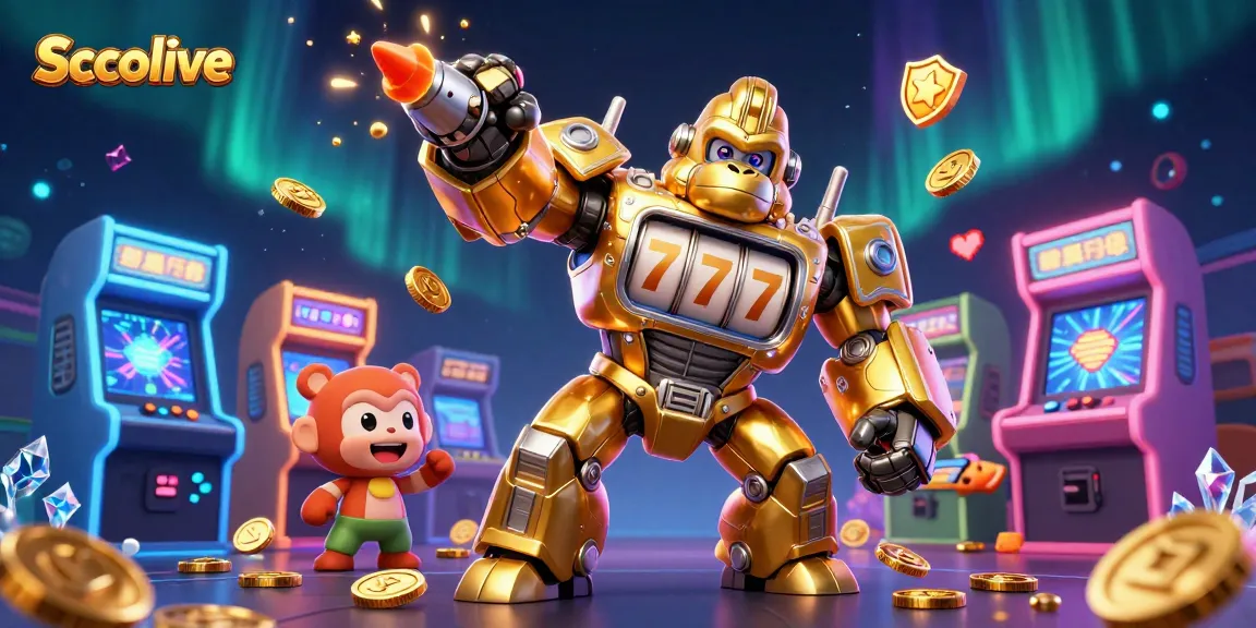 Socolive transforms the game with a golden mech and arcade elements in a vibrant casino scene.