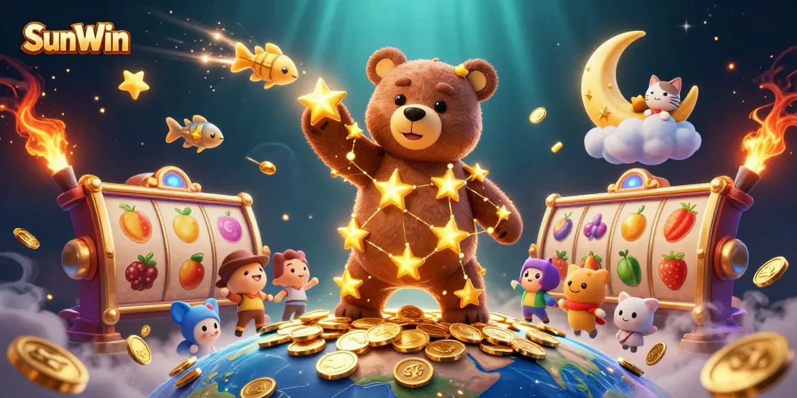 Experience thrilling gaming at SunWin with vibrant slot reels and golden jackpots.