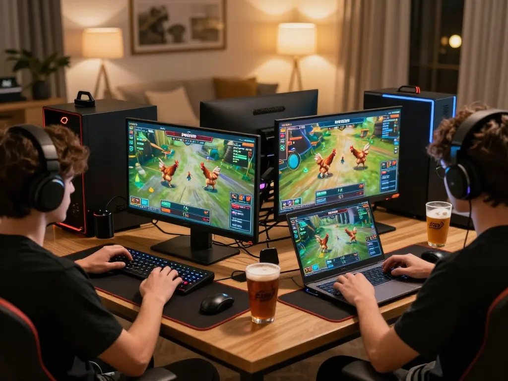 Engaging in dagatructiepp live chicken fighting from home, showcasing dynamic gameplay atmosphere.
