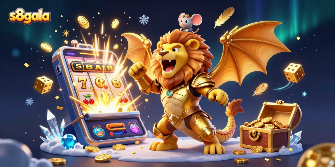 Engage in thrilling gameplay with the s8gala chimera celebrating a jackpot explosion in a dazzling casino scene.
