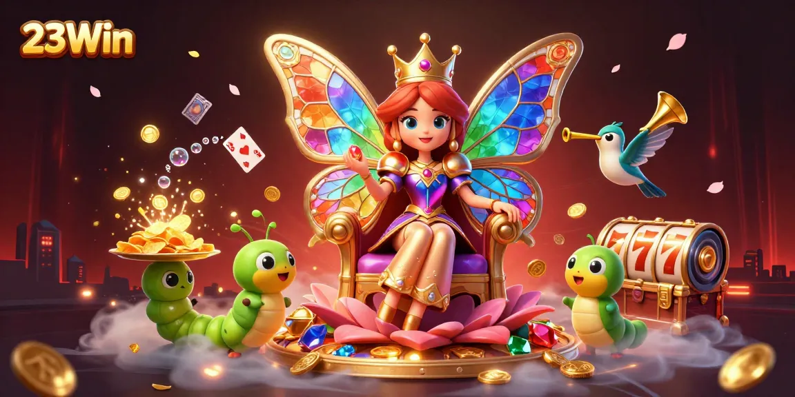 Experience thrilling gameplay at 23Win with an enchanting illustration showcasing vibrant casino elements.