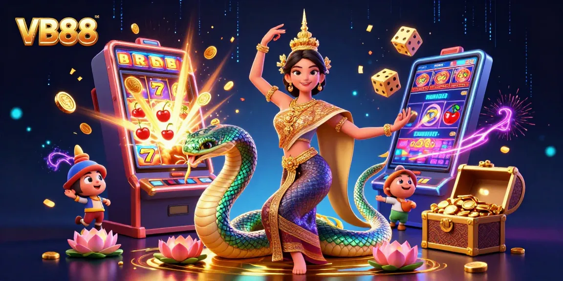 Win big at VB88 with vibrant 3D casino illustration featuring jackpots and dynamic gameplay