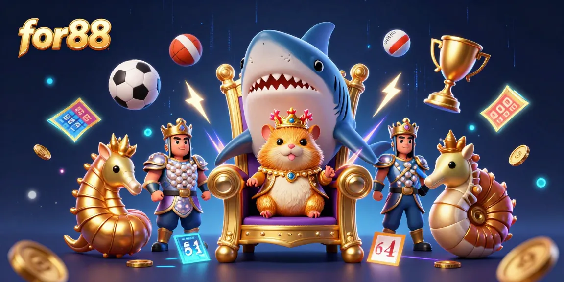 Bet on for88 as the golden hamster king reigns over thrilling casino games with vibrant energy.