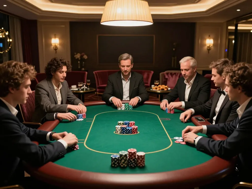 Socolive trực tiếp offers high-stakes poker action in a luxurious setting with players engaged.