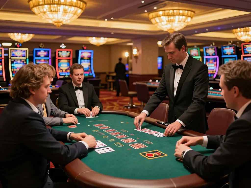 Playing blackjack at an upscale casino, highlighting the excitement of gambling at https://f168.direct/ with elegant settings.