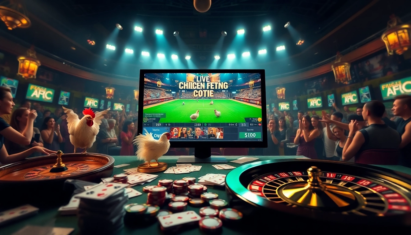 Exciting scene of xem đá gà thomo live betting with vibrant graphics and interactive elements.