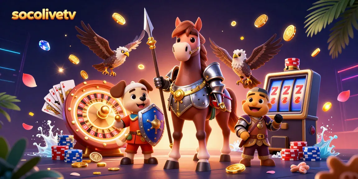 Experience thrilling gameplay with socolivetv's vibrant casino-themed illustration featuring dynamic 3D characters and rich details.