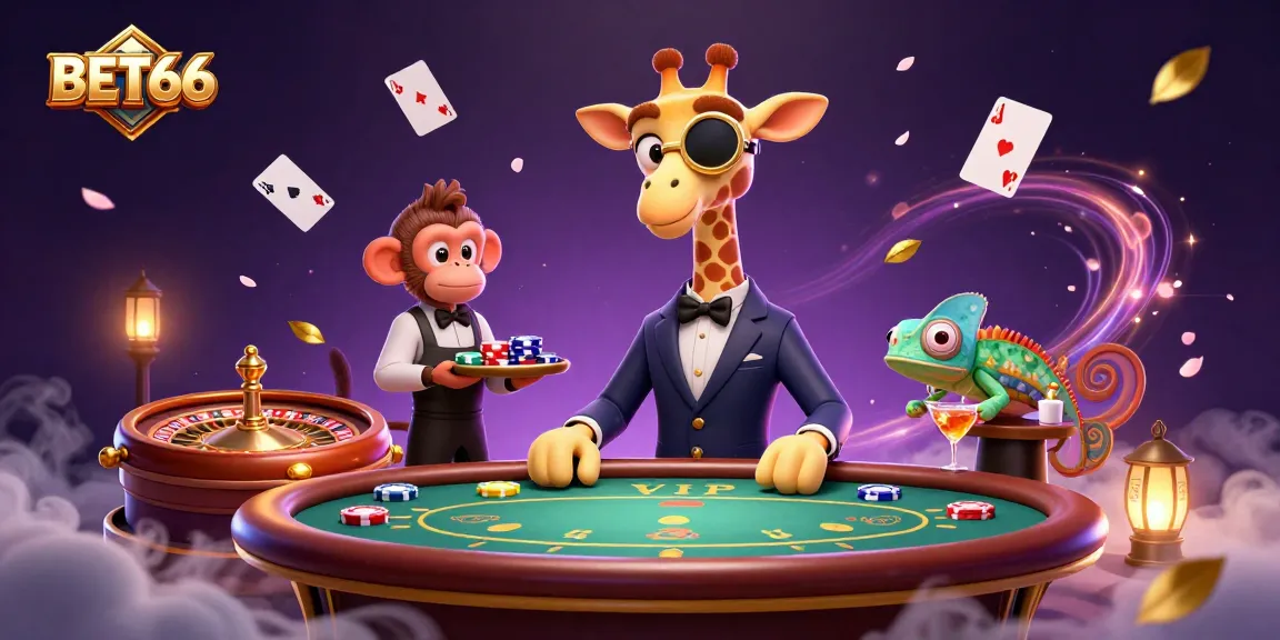 Experience exciting live casino action with BET66 as a high-roller giraffe welcomes you to the gaming tables.