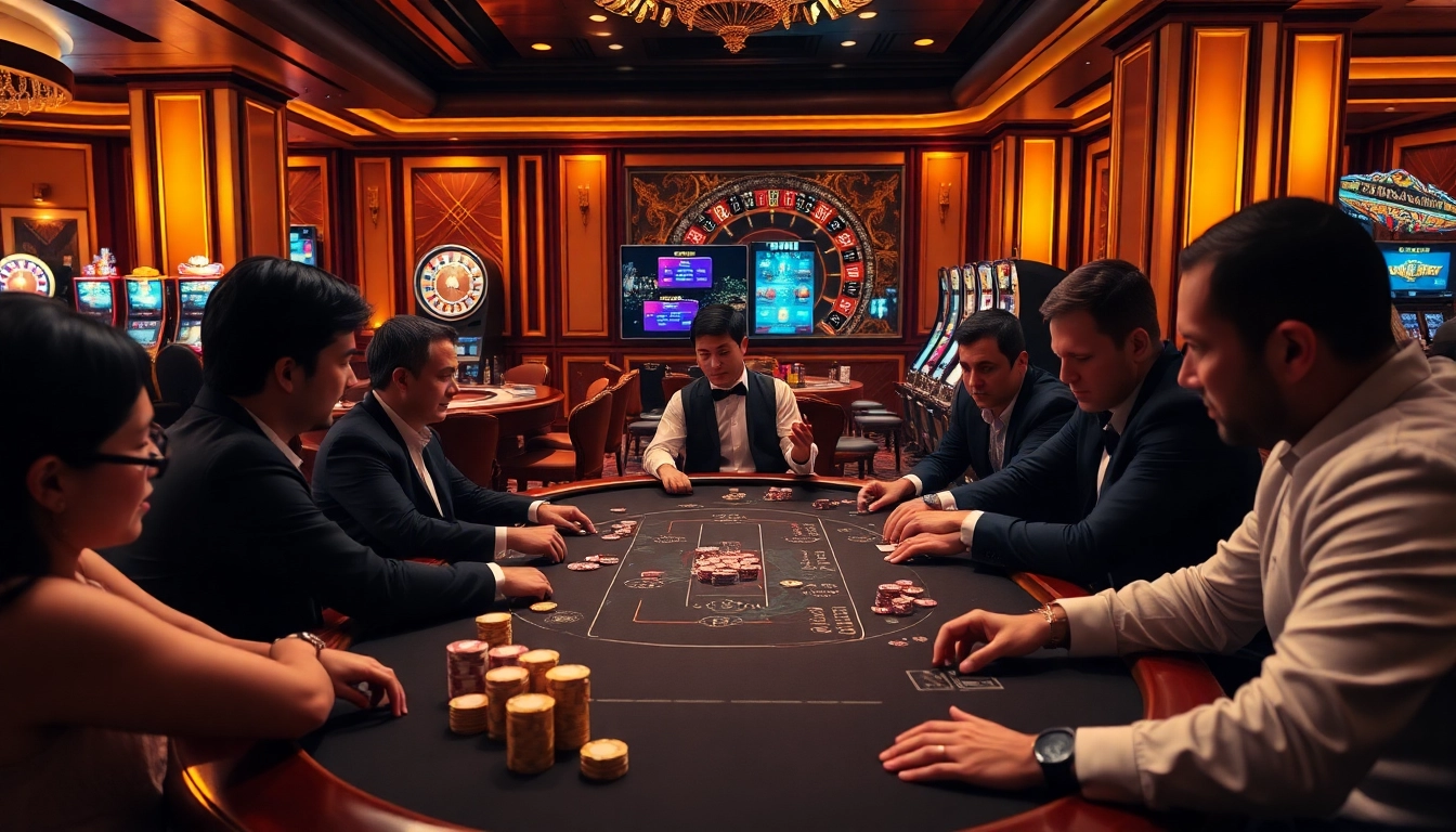 Experience the thrill of DEBET COM at the high-stakes poker table surrounded by eager players.