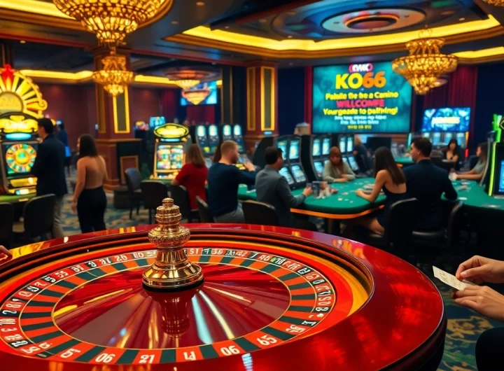 Sự phấn khích của trò chơi KO66 tại bàn casino sang trọng với những người chơi năng động và ánh đèn rực rỡ