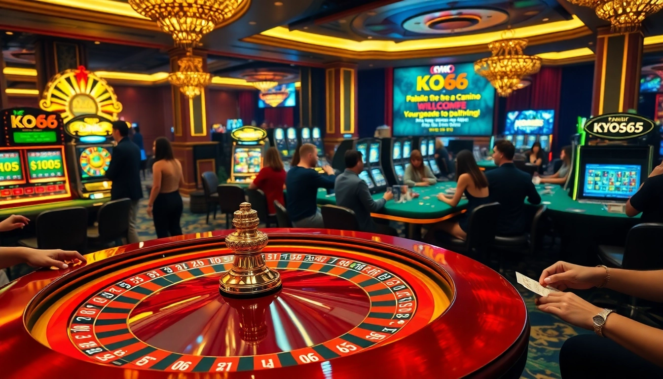 Sự phấn khích của trò chơi KO66 tại bàn casino sang trọng với những người chơi năng động và ánh đèn rực rỡ