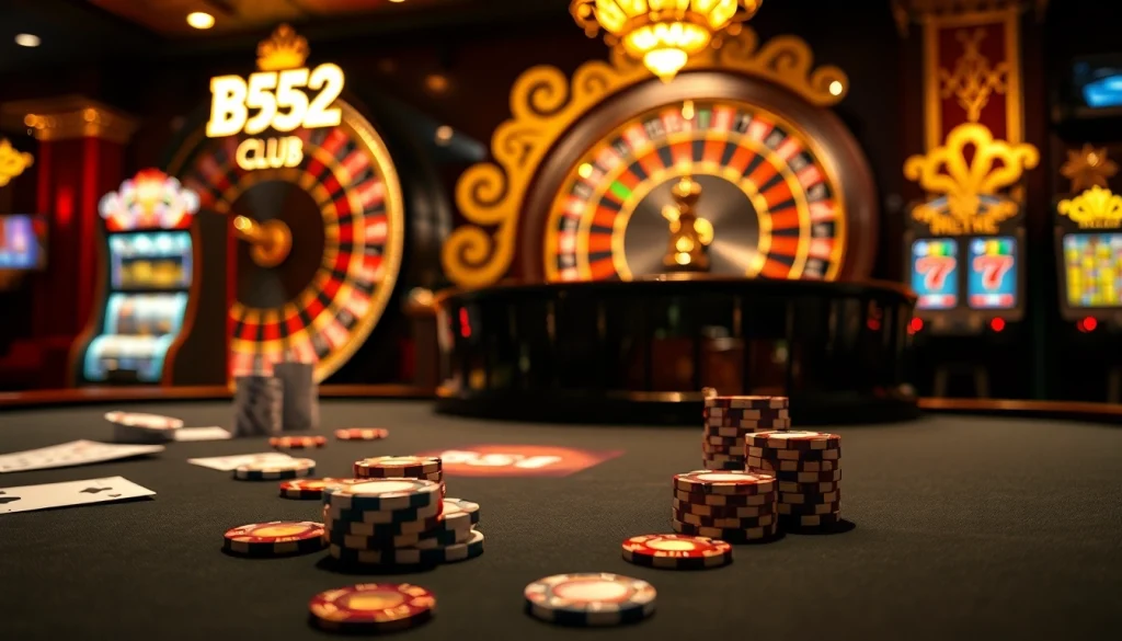 Exciting poker game scene at B52 Club showcasing luxury casino elements.
