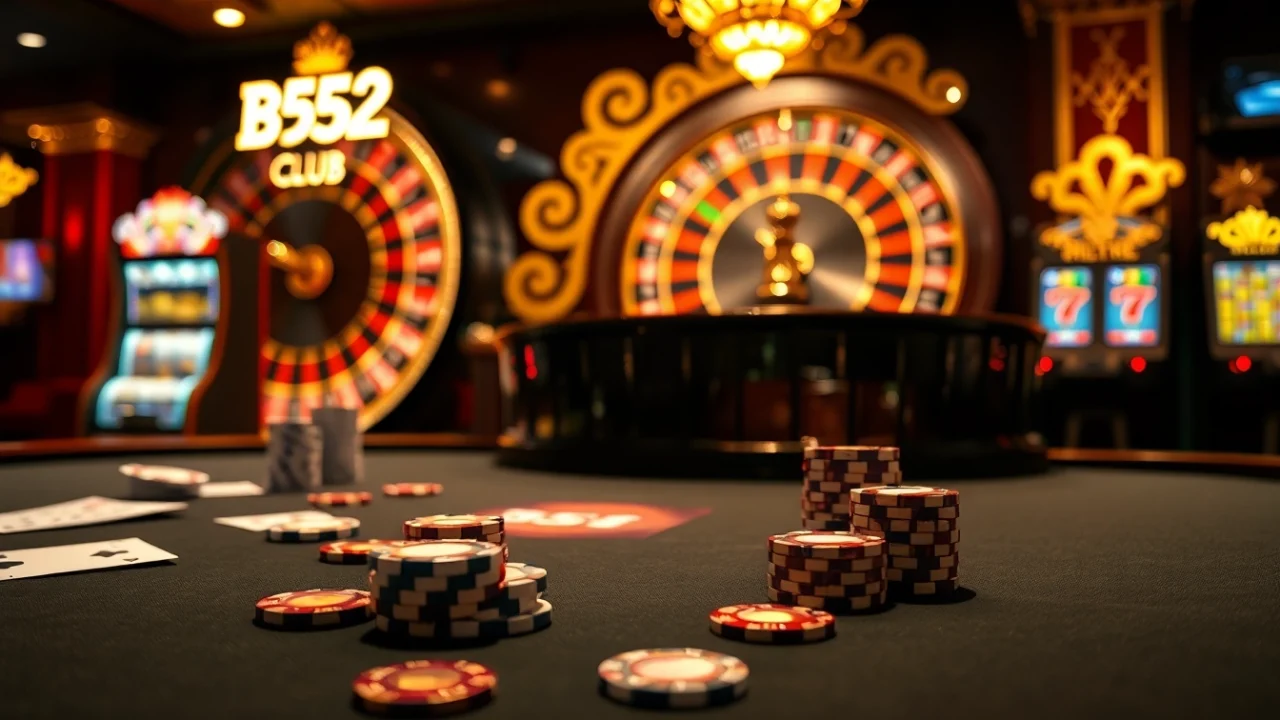 Exciting poker game scene at B52 Club showcasing luxury casino elements.