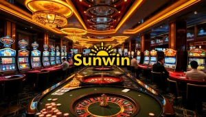 Experience thrilling gaming with Sunwin, a premier online casino, featuring poker tables and vibrant slots.