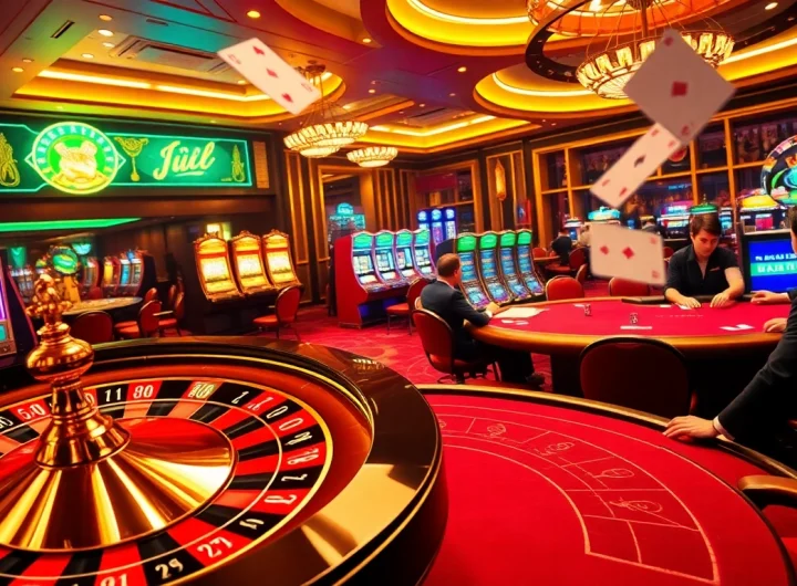 Experience the thrill of Link vào du88 with a vibrant casino scene showcasing roulette and poker excitement.