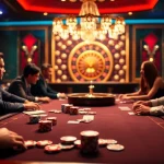 A thrilling poker table scene emphasizing high stakes and excitement at df9996.com with vibrant lighting and detailed gameplay.